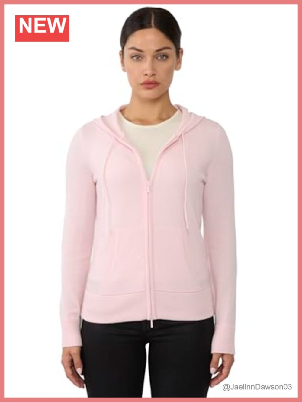100% Pure Cashmere Long Sleeve Zip Hoodie Cardigan Sweater